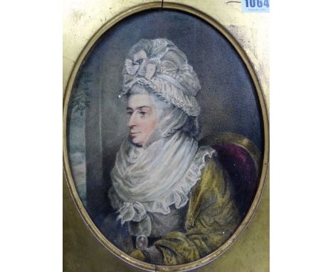 English School (early 19th century), Portrait of Margaret, Lady Clive, daughter of Edmund Maskelyne, watercolour, oval, inscr
