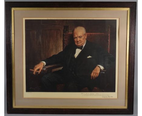 WINSTON CHURCHILL:  a portrait print, 1942, after the oil painting by Arthur Pan, printed facsimile signature, dated 5th Dece