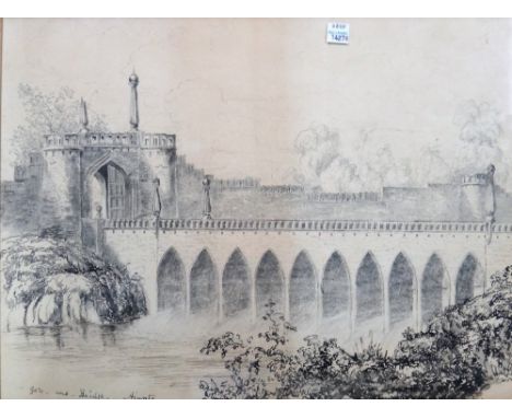 English School (c.1837-38), Indian landscapes: Gate and Bridge, Ajunta; Temple of Mahadee; Chousala Berar; Indian Palace, fou