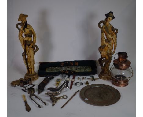Collectables including walking sticks, watches, copper, brass and sundry. 