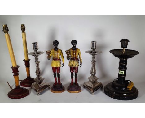 Collectables, comprising; modern decorative wooden, metal and ceramic lamp bases, (qty). Provenance; property from the late S