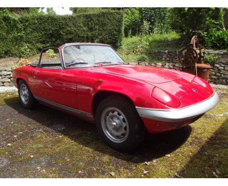 A 1968 Lotus Elan S4 SE DHC, registration number FAR 88G, chassis number 8104, engine number LP12843LBA, Carnival red. Garage