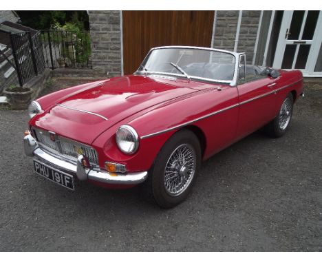 A 1968 MG C roadster, registration number PHU 191F, Chariot red. With a production run of less than two years, MG's C is one 