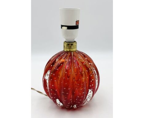 A Murano ruby red table lamp in good condition with label to base 