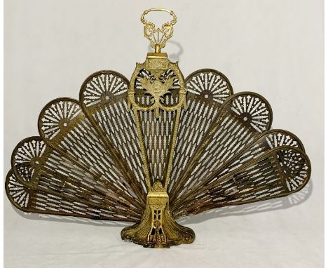 A brass "Peacock" folding fire screen with some damage as shown 