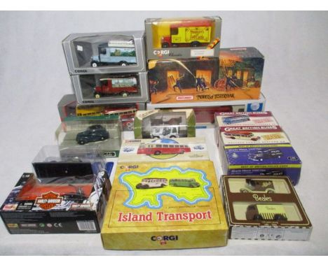 A collection of boxed die-cast vehicles including Atlas Editions Great British Buses, Corgi Buses, Corgi Buses, Corgi Queen's