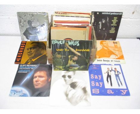 A collection of 7" vinyl singles including Madonna, The Shadows, Sonny &amp; Cher, Pet Shop Boys, Paul McCartney, The Beach B