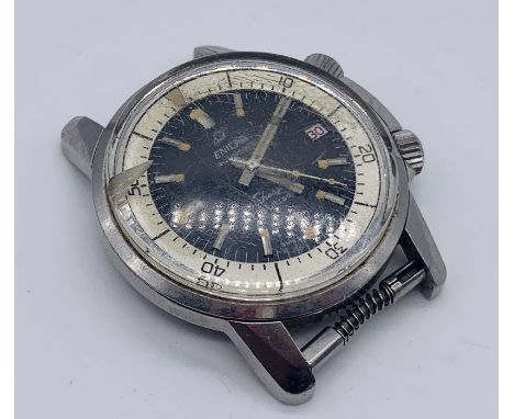 Enicar - a vintage mid 20th century Sherpa Ultra Dive 144/35/03 wristwatch, black central principal dial, block baton markers