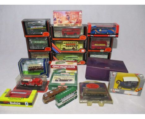 A collection of mainly boxed die-cast buses including Gilbow Exclusive First Editions, Corgi Queen Elizabeth II Golden Jubile