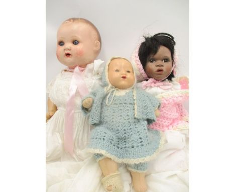 Three vintage dolls including Chad Valley, German composite doll 264K16 and one other