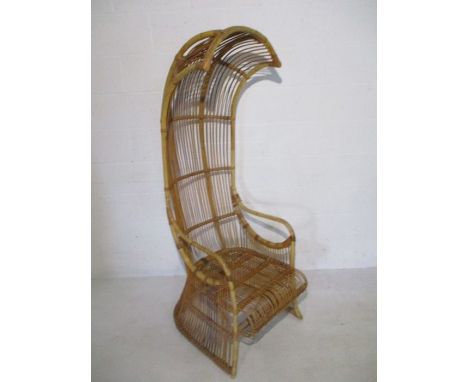A vintage bamboo chair of elongated egg form