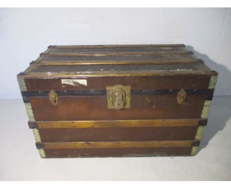 A metal bound vintage trunk