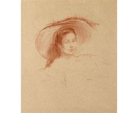 A lithograph after Albert De Bellleroche (1864-1944), portrait of lady, 44 x 37 cm Report by RB Good overall condition, the p