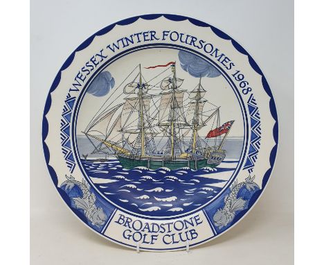 A Poole pottery charger, commemorating Wessex Winter Foursome 1968, Broadstone Golf Club, 38 cm diameter

 
