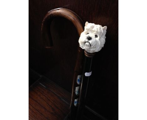 MODERN DOGS HEAD WALKING STICK AND ANOTHER