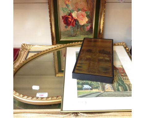 PRINT, MIRROR, WATERCOLOUR AND PLAQUE     K2