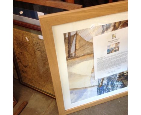 MONTAGUE DAWSON PRINT, THREE MAPS AND ANOTHER PRINT    RF