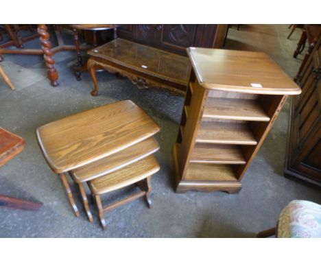 An Ercol Golden Dawn nest of tables and a CD rack 