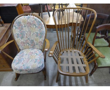 An Ercol Golden Dawn rocking chair and matching armchair 