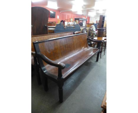 An early 20th Century mahogany and bent plywood bench 