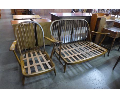 An Ercol Windsor Golden Dawn sofa and armchair 