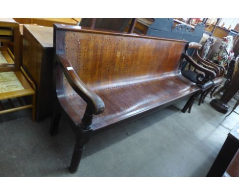 An early 20th Century mahogany and bent plywood bench 