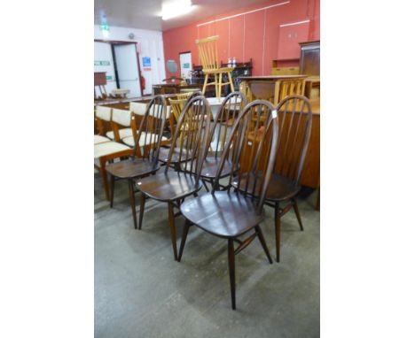 A set of six Ercol Golden Dawn elm and beech Quaker chairs 