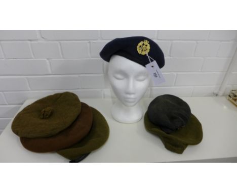 A collection of six various Army and RAF berets, one with Guard splash, another with an RAF cap badge (6) 