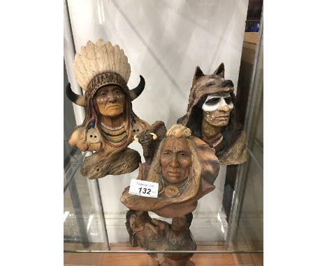 1 SHELF OF NATIVE AMERICAN ORNAMENTS ( 3 PIECES ) BY NEIL J ROSE