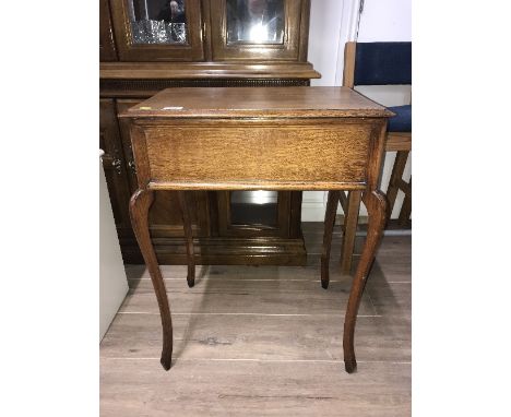 VINTAGE OAK SEWING BOX ON LEGS