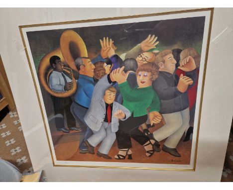 AFTER AND BY BERYL COOK, A PENCIL SIGNED PRINT, JIVING TO THE TUNE OF A TUBA, 128/650, MOUNTED BUT NOT FRAMED.   49 x 50.5cms