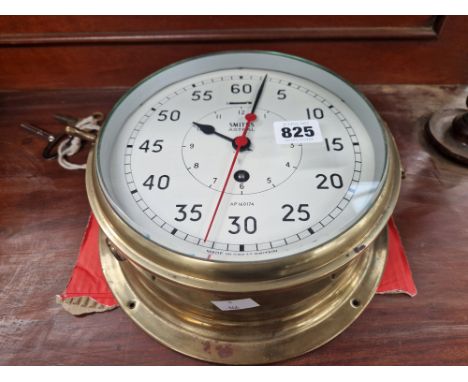 A SMITHS ATLAS SHIPS BRASS CASED WALL CLOCK TOGETHER WITH A SHIPS COMPASS