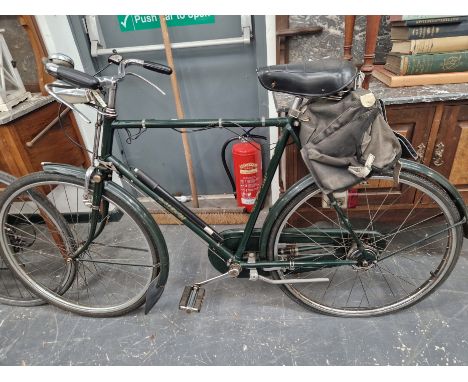 A GENTS GREEN RALEIGH THREE SPEED BICYCLE