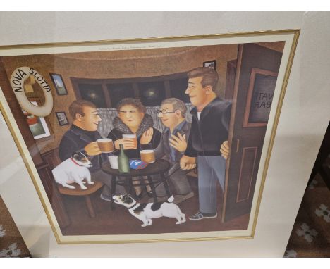AFTER AND BY BERYL COOK, A PENCIL SIGNED PRINT, IN THE SNUG, 240/650, MOUNTED BUT NOT FRAMED.   44 x 45.5cms.