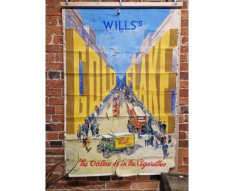 WILLS GOLD FLAKE- A HAND PAINTED FULL SCALE POSTER ADVERTISING WILLS GOLD FLAKE TOBACCO - WATERCOLOUR ON PAPER. INSCRIBED LOW