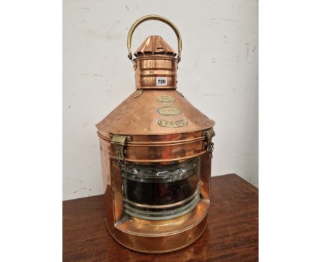 A LORD LINE HULL FISHING VESSEL GLAZED COPPER SHIPS PORT LIGHT