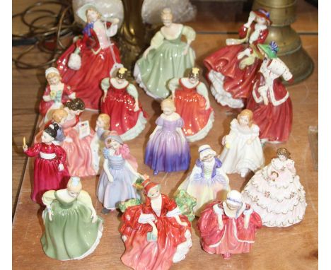 A Royal Doulton figure of a lady 'Autumn Breezes'; together with 15 other Royal Doulton figures of ladies and a Royal Worcest