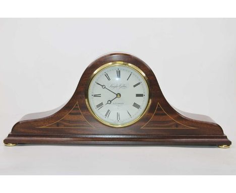 A reproduction mahogany cased Nelson's hat mantel clock, the painted dial with Arabic numerals, signed Knight &amp; Gibbons, 
