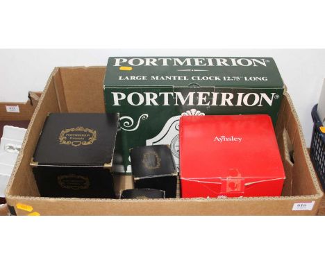 A collection of Portmeirion and Aynsley, to include a large Portmeirion mantel clock
