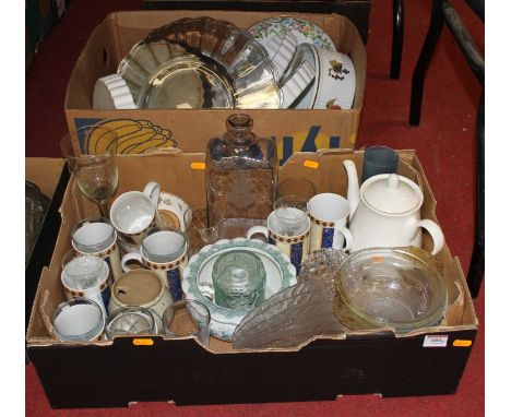 Two boxes of glass and ceramics to include Royal Worcester Evesham pattern