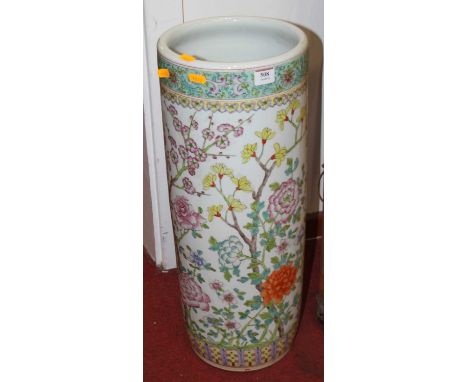 A Chinese ceramic stickstand enamel decorated with flowersCracked and repaired.