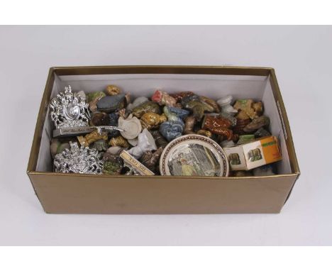 A large collection of loose Wade Whimsy figures, together with an Adams Prattware dish printed with a Cries of London scene e