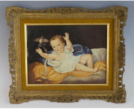 After George Frederick Watts (1817-1904), a 19th century porcelain plaque depicting 'Gerald Hamilton as an infant', signed in