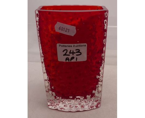 Whitefriars nailhead vase NO 9809 in Ruby, 16cm Height 