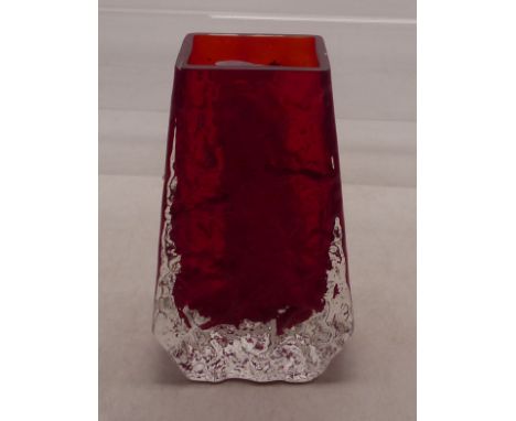 Whitefriars Coffin vase NO 9686 in Ruby, 13cm Height 