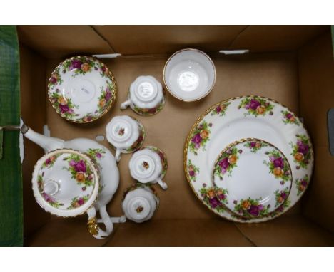 A collection of Royal Albert Old Country Rose Patterned items including 6 x dinner Plates, 4 side plates, 6 x saucers, 4 cups