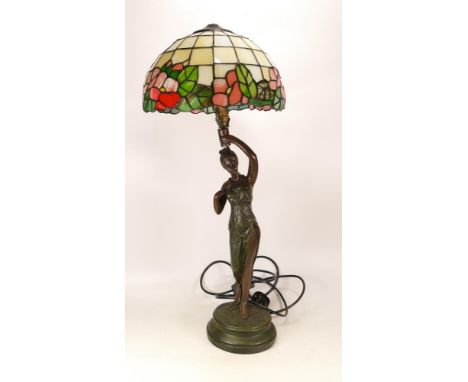 Widdop Bingham &amp; Co Lamp with Tiffany Style Shade. Missing top finial. Height: 70cm 