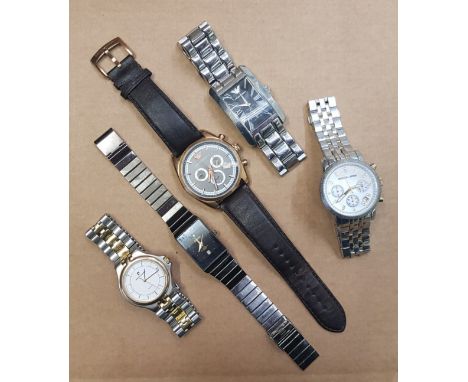 A good collection of used quartz watches to include an Emporium Armani AR6005 gents watch, Emporium Armani AR0156 gents watch