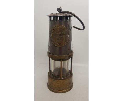 Vintage brass and steel Eccles miner's lamp. 