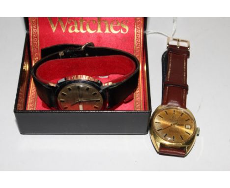 A 1960s Cyma Navystar 36000 automatic chronometer with leather strap and a 1980s Sekonda 26 jewels mechanical hand winding wa
